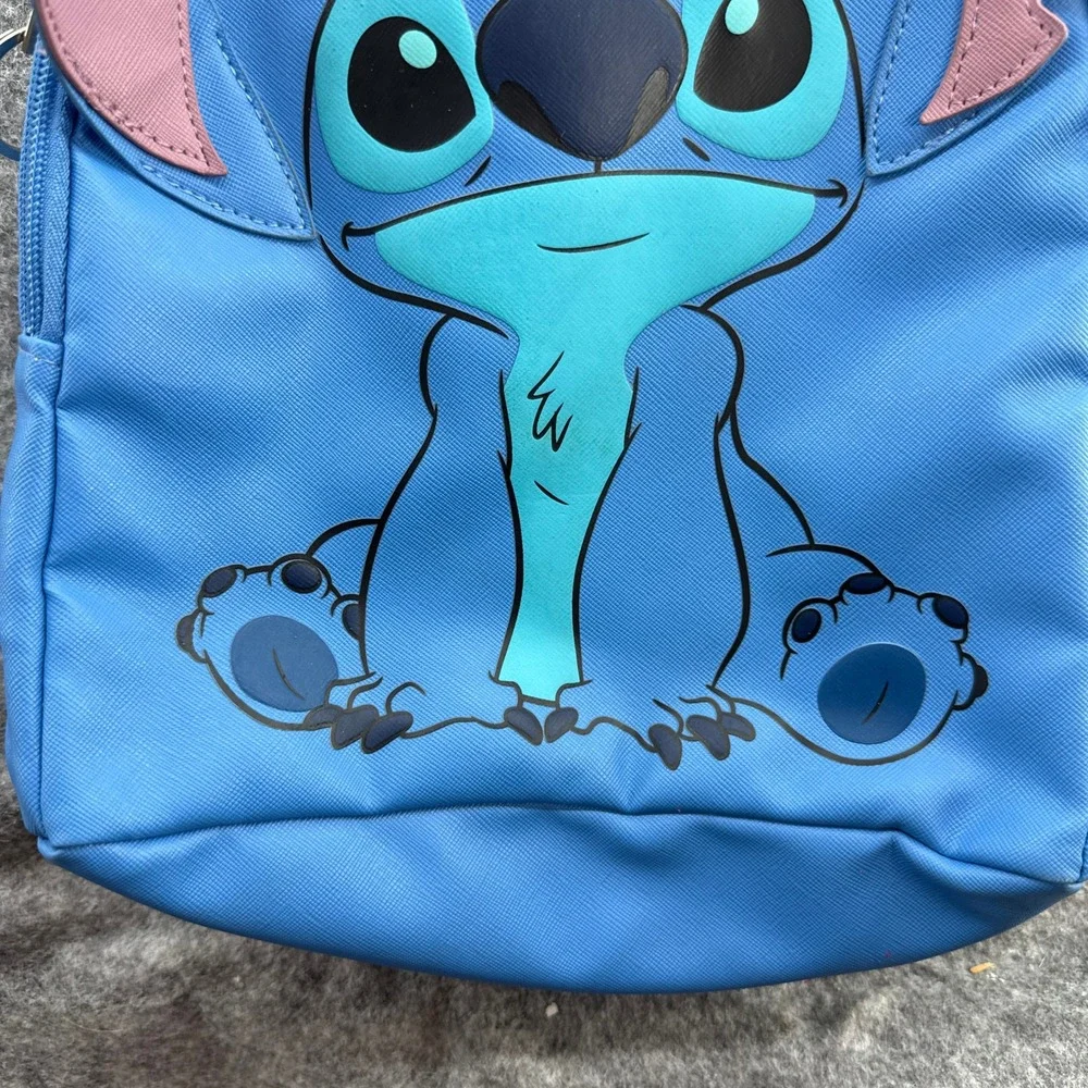 Disney Stitch Mini Backpack Kids Blue Holographic Straps 3D Ears 10in Purple Sil